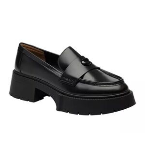 Coach retail Leah loafers, size 9.5, black.